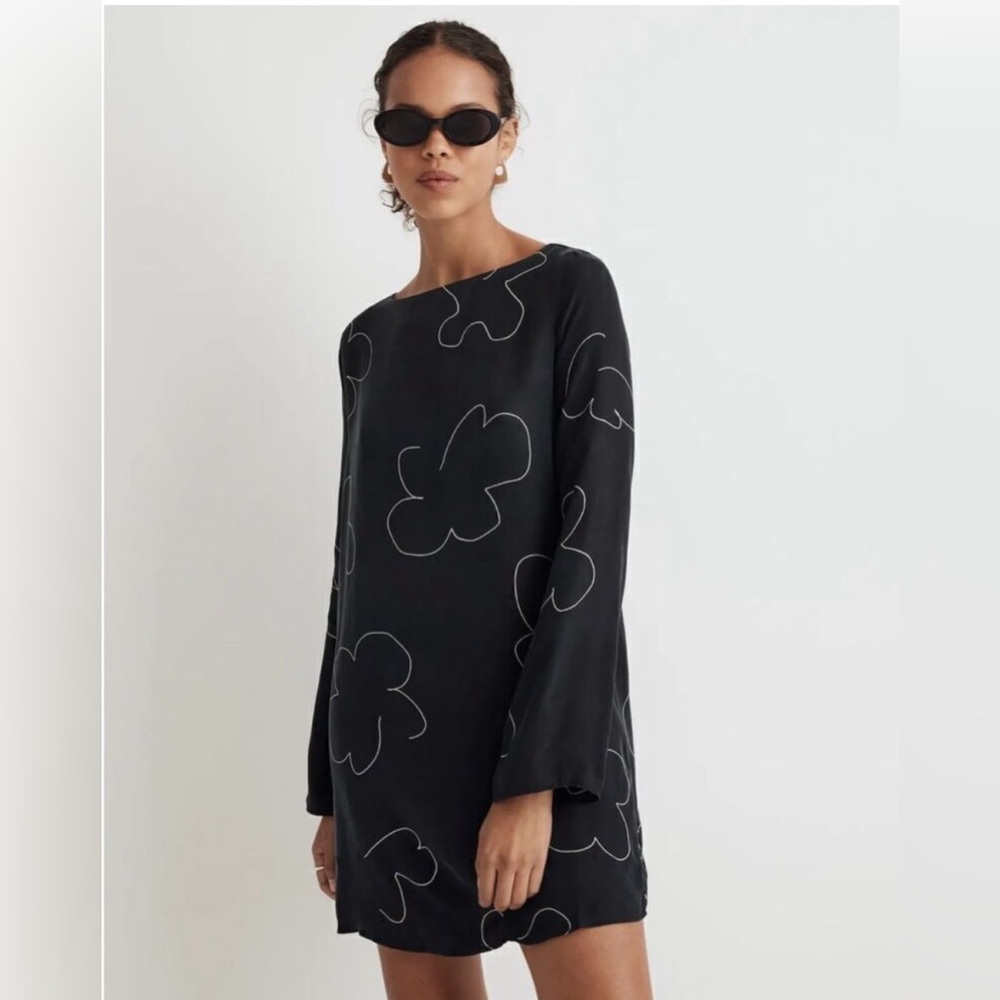 Madewell Shift Mini Dress In True Black Sz Medium NWT